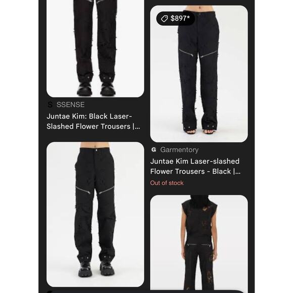 $900 Laser slashed zip cargo pant - Picture 2 of 5